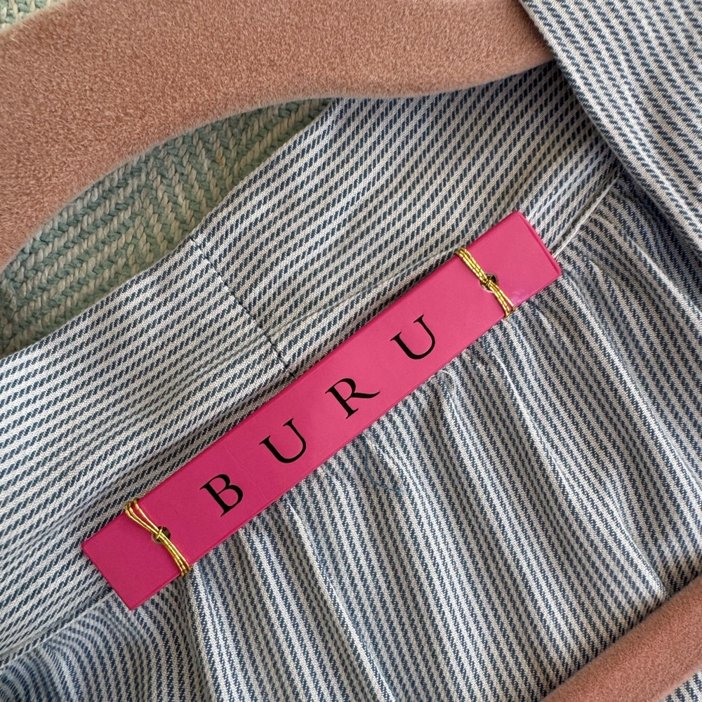 BURU Light Blue and white striped Button-Up Dress with Tie - Picture 2 of 4
